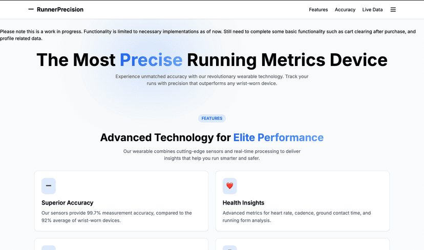 E-Commerce Platform for Runner Metric Device (Capstone)